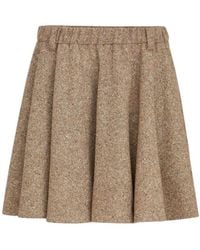 Brunello Cucinelli - Wool-Blend Skirt With An Elasticated Waist - Lyst