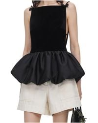Self-Portrait - Velvet Peplum Top - Lyst