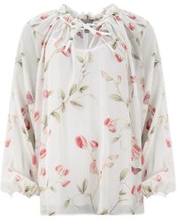 Giambattista Valli - Carnation-Print Ruffled Shirt - Lyst