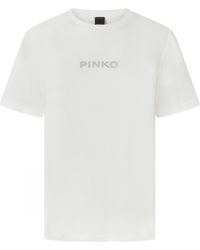 Pinko - Logo Embroidered Crewneck T-Shirt - Lyst