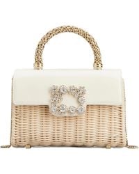 Roger Vivier - Wicker Jewel Mini Flower Strass Buckle Clutch Bag - Lyst