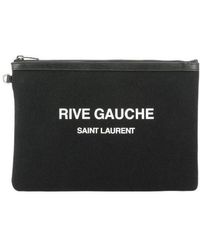 Saint Laurent - Rive Gauche Logo-Print Clutch - Lyst