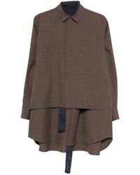 Sacai - Long-Sleeve Layered Mini Shirt Dress - Lyst