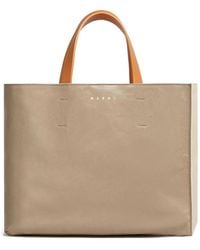 Marni - Logo Print Leather Shoulder Bag - Lyst