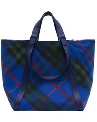 Burberry - Check Printed Top Handle Bag - Lyst