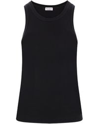 Brunello Cucinelli - Stretch Cotton Ribbed Jersey Top With Monile - Lyst