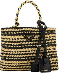 Prada - Twotone Raffia Handbag - Lyst