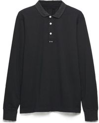 Prada - Long-Sleeved Cotton Polo Shirt - Lyst