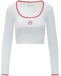 Marine Serre - Moon Logo Bicolor Jersey Ls Roundneck T-Shirt - Lyst
