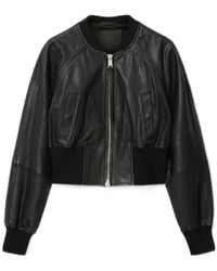 AllSaints - Suri Cropped Leather Bomber Jacket - Lyst