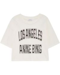 Anine Bing - Johnny Cropped Logo T-Shirt - Lyst