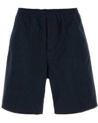 Prada - Dark Blue Poplin Bermuda Shorts - Lyst