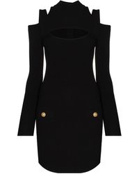 Balmain - Short Knit Openwork Dress - Lyst