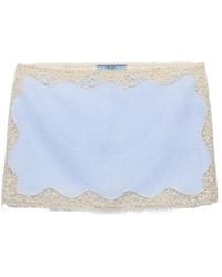 Prada - Embroidered, Lace-Trimmed Linen Miniskirt - Lyst