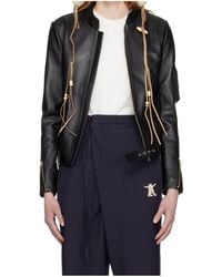 OPEN YY - Radius Motor Stand-Up Collar Leather Jacket - Lyst