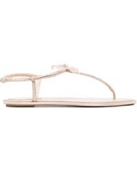 Rene Caovilla - René Caovilla Peach Flower Detailed Sandals - Lyst