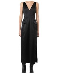 Sportmax - Long Stretch Satin Dress - Lyst