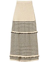 Twinset - Striped Ruffled Maxi Skirt - Lyst