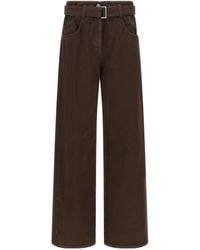 Brunello Cucinelli - Belted Wide-Leg Trousers - Lyst