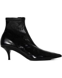 Celine - Shiny Leather Sock Booty - Lyst