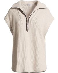 Brunello Cucinelli - Cashmere Short-Sleeve Polo Knit Top - Lyst