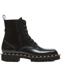 Balmain - Glazed Leather Army Boots - Lyst