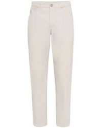 Brunello Cucinelli - Logo Patch Straight-Leg Trousers - Lyst