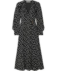 Alessandra Rich - Clover Wrap-Effect Floral-Print Silk-Crepe Midi Dress - Lyst