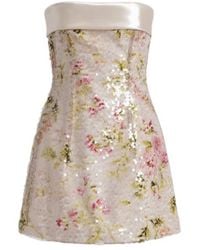 Alberta Ferretti - Printed Sequin-Embellished Strapless Mini Dress - Lyst