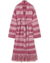 The Elder Statesman - Belted Fringed Striped Cashmere Cardigan - Lyst