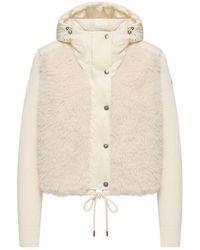 Moncler - Wool Cashmere Blend Padded Zip-Up Cardigan - Lyst