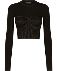 Dolce & Gabbana - Ribbed Knit Bustier Sweater - Lyst