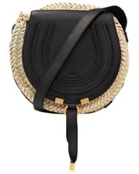 Chloé - Chloé Marci Raffia Logo Detailed Crossbody Bag - Lyst