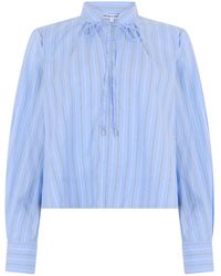 Veronica Beard - Striped Cropped Tie-Neck Top - Lyst