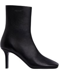 Courreges - Courrèges Square Toe Leather Ankle Boots - Lyst