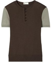 Tory Burch - Button Wool Henley T-Shirt - Lyst