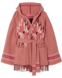 Fortela - Felipa Belted Hooded Fringed Wool-Blend Jacquard Cardigan - Lyst