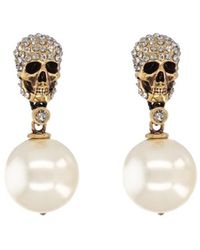 McQueen - Skull Embellished Earrings - Lyst