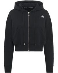 Marine Serre - Moon Logo Fleece Cropped Zipped Hoodie - Lyst