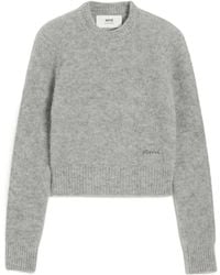 Ami Paris - Cropped Sweater With Ribbed Hem - Lyst