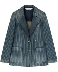 Palm Angels - Pinstripe Denim Blazer - Lyst