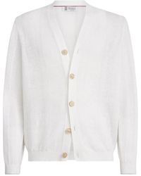 Brunello Cucinelli - Linen And Cotton Textured Rib Cardigan - Lyst
