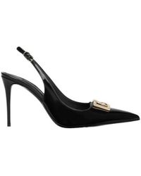 Dolce & Gabbana - Logo Plaque Pointed Toe Slingback Pumps - Lyst