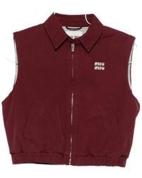 Miu Miu - Logo-Embroidered Zipped Gilet - Lyst