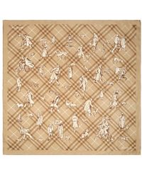 Burberry - Checked Illustrated Print Scarf - Lyst