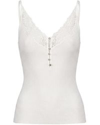 Self-Portrait - Lace-Trim Ribbed-Knit Top - Lyst