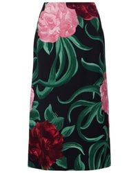 La DoubleJ - Floral Satin Pencil Skirt - Lyst