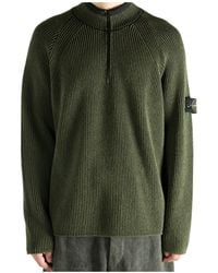 Stone Island - Compass Patch Half-Zipped Knitted Jumper - Lyst