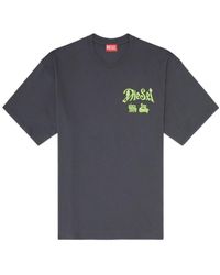DIESEL - Cotton T-Shirt With Flock Graphic - Lyst