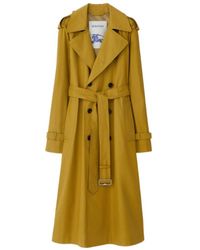 Burberry - Long Gabardine Double-Breasted Belted Trench Coat - Lyst